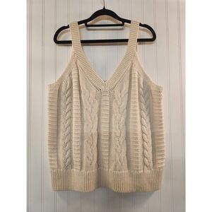 Banana Republic Women's Cream Cable Chunky Knit Tank Top Size L Summer Preppy